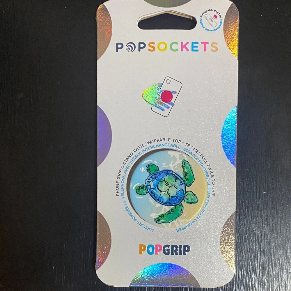 PopSockets PopGrip Phone Grip with Blue & Green Sea Turtle Design